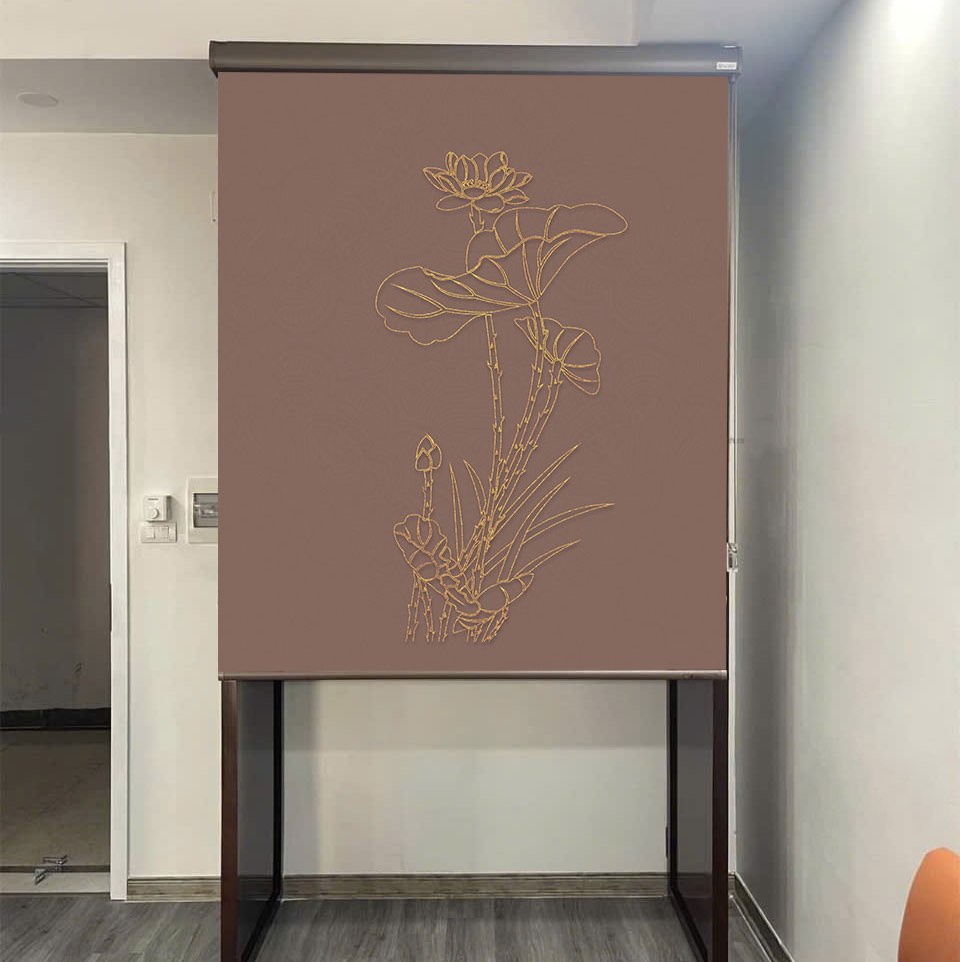 Rèm che ban thờ in hoa sen đẹp RCBT-76