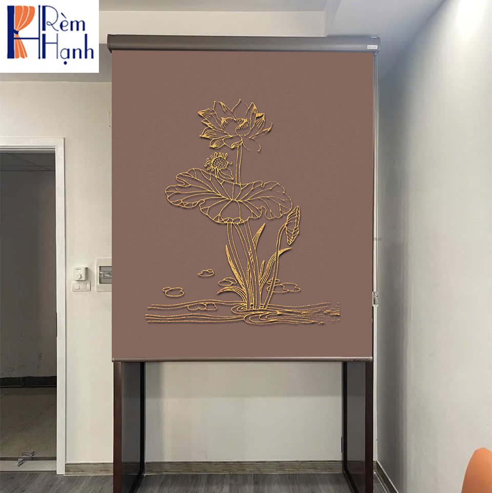 Rèm nhựa che ban thờ in hoa sen đẹp RCBT-75
