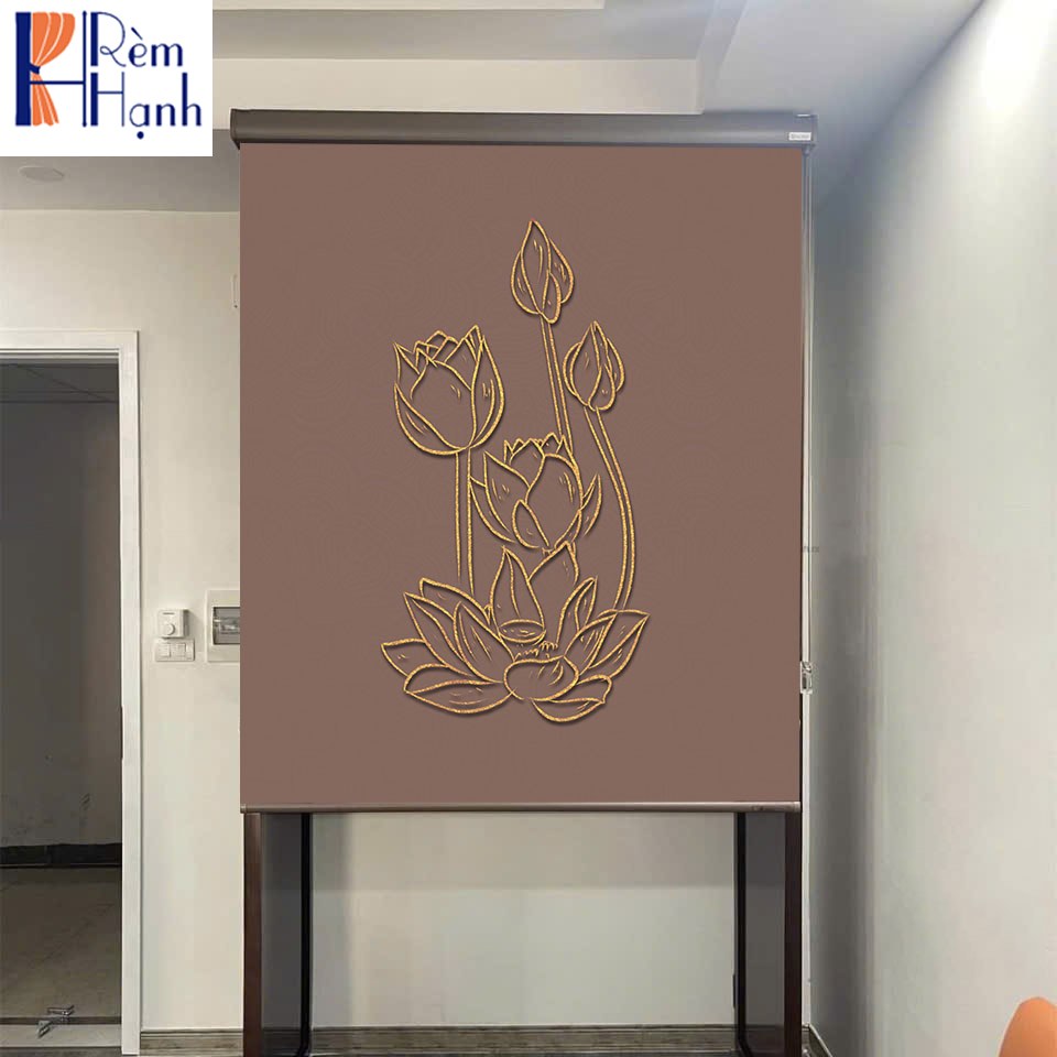 Rèm che ban thờ in hoa sen đẹp RCBT-73