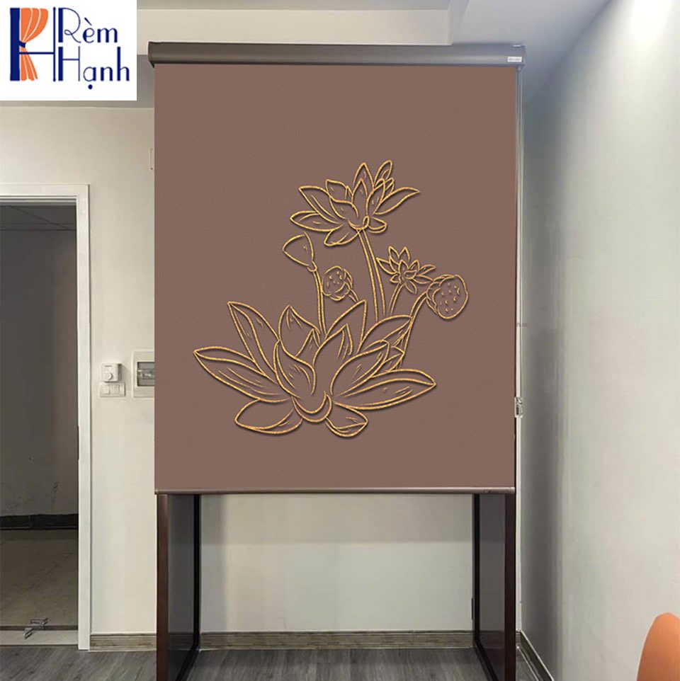Rèm che ban thờ in hoa sen đẹp RCBT-72