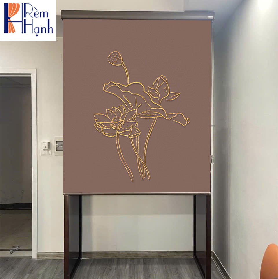 Rèm che ban thờ in hoa sen đẹp RCBT-71