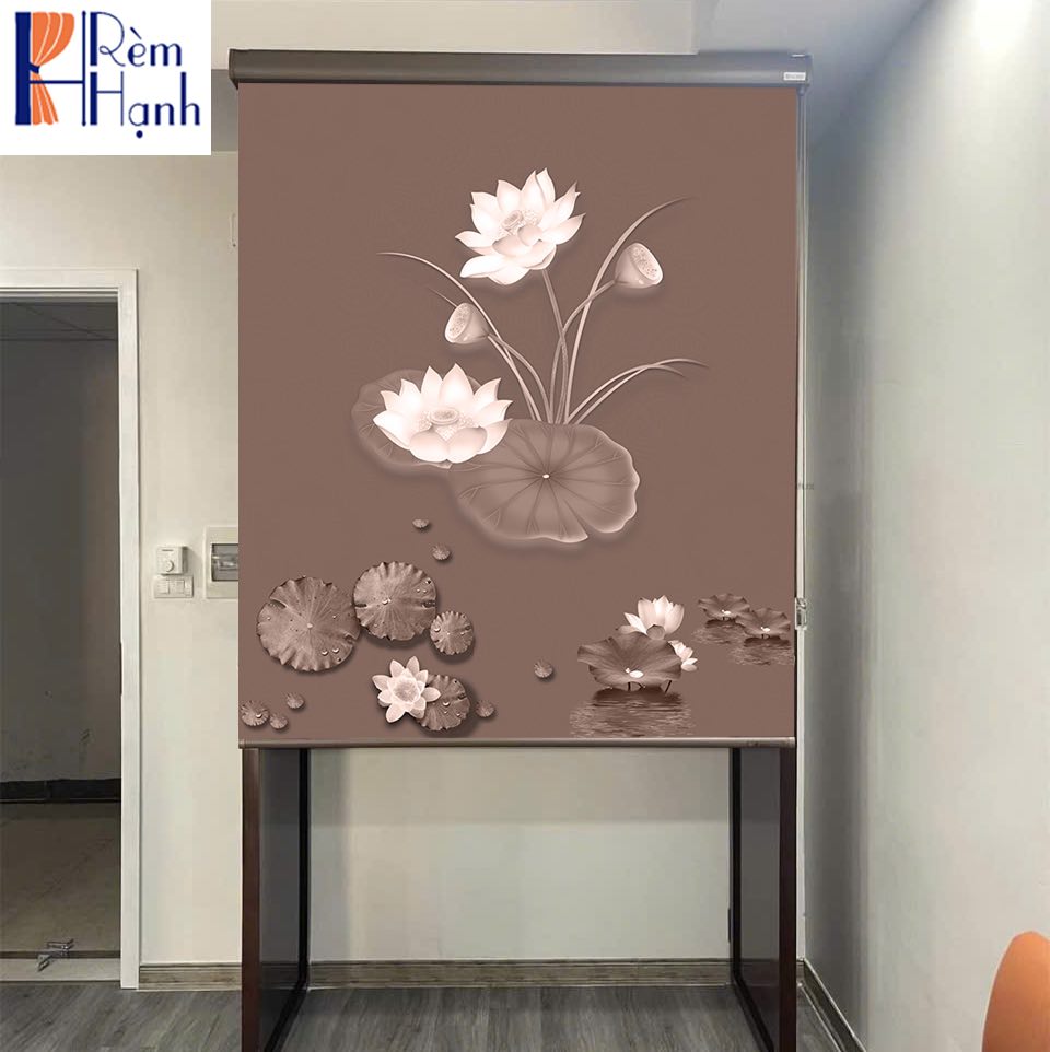 Rèm che ban thờ in hoa sen đẹp RCBT-70