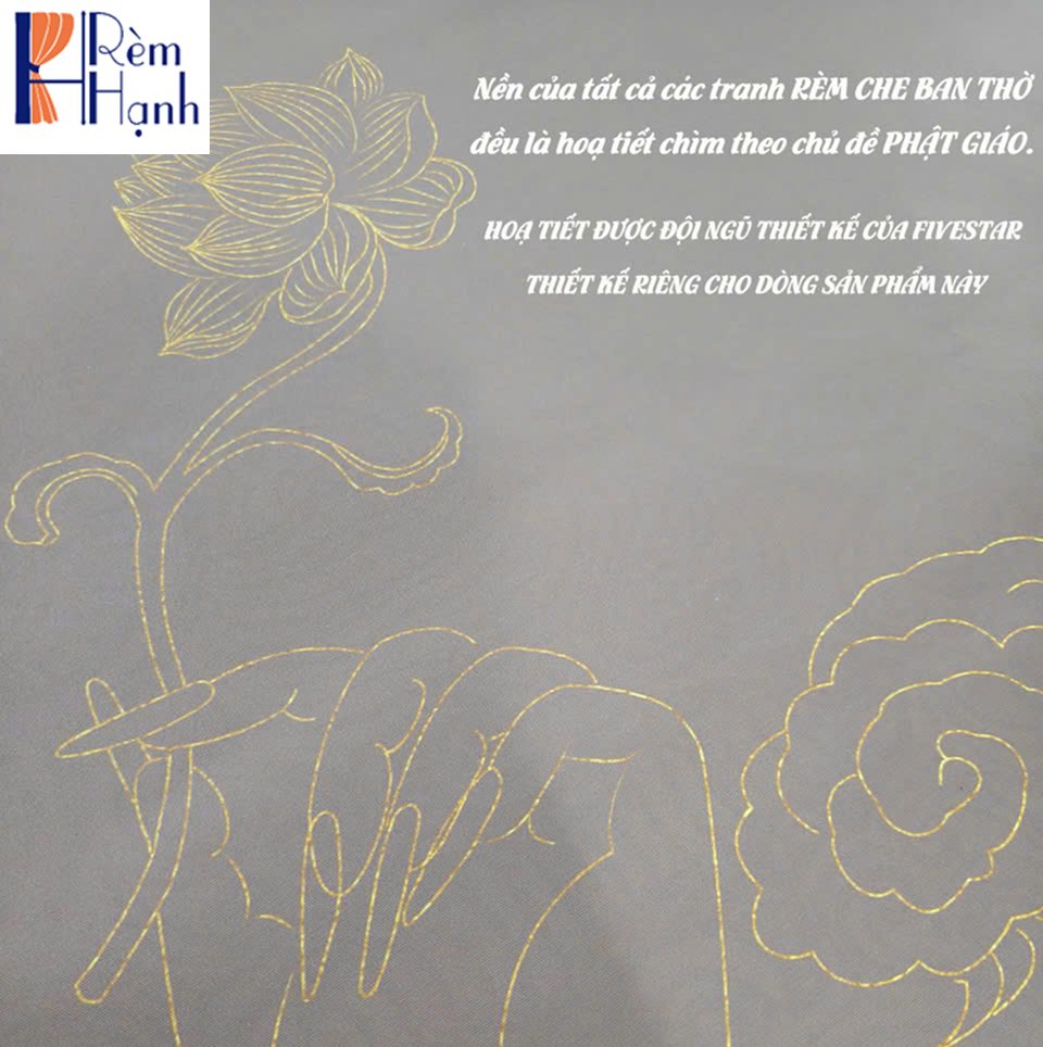 Rèm che ban thờ in họa tiết phật giáo đẹp RCBT-64