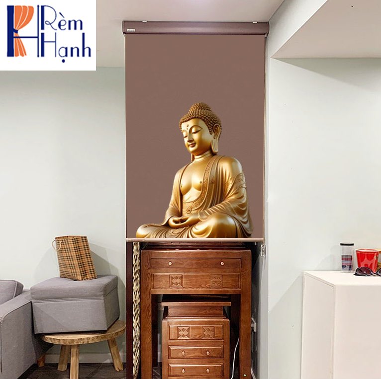 Rèm che ban thờ in biểu tượng phật RCBT-62