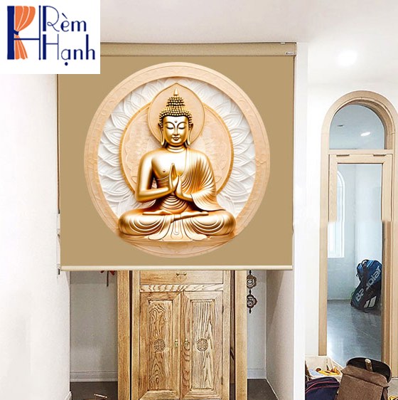 Rèm trang trí bàn thờ giá rẻ in hoa sen đẹp RCBT-45