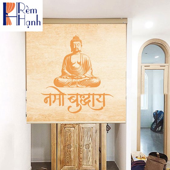 Rèm che ban thờ in hoa sen đẹp RCBT-21