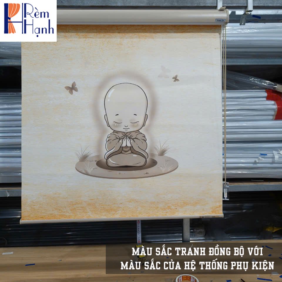 Mành che ban thờ hiện đại in hoa sen đẹp RCBT-09