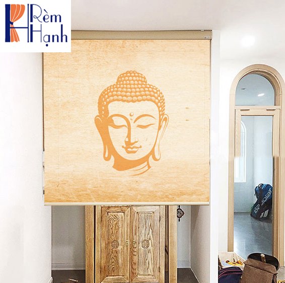 Mành rèm bàn thờ in hoa sen đẹp RCBT-05