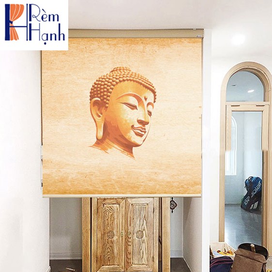 Mành che bàn thờ treo in hoa sen đẹp RCBT-04