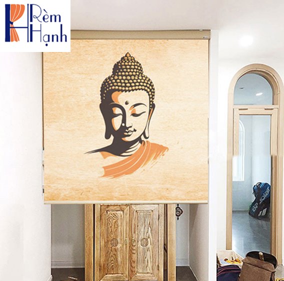 Mành che bàn thờ đẹp in hoa sen RCBT-03