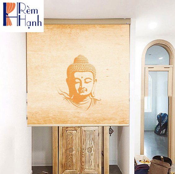 Rèm che ban thờ in hoa sen đẹp RCBT-02