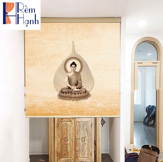 Mành che ban thờ in hoa sen đẹp RCBT-01