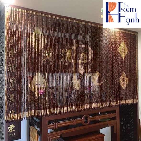 Rèm bàn thờ đẹp bằng hạt gỗ mã HGBM55