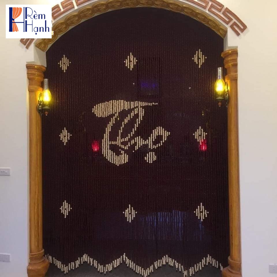 Rèm cửa phòng thờ đẹp bằng hạt gỗ HGBM71