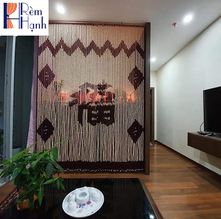 Mành che bàn thờ đẹp bằng hạt gỗ mã HGBM67