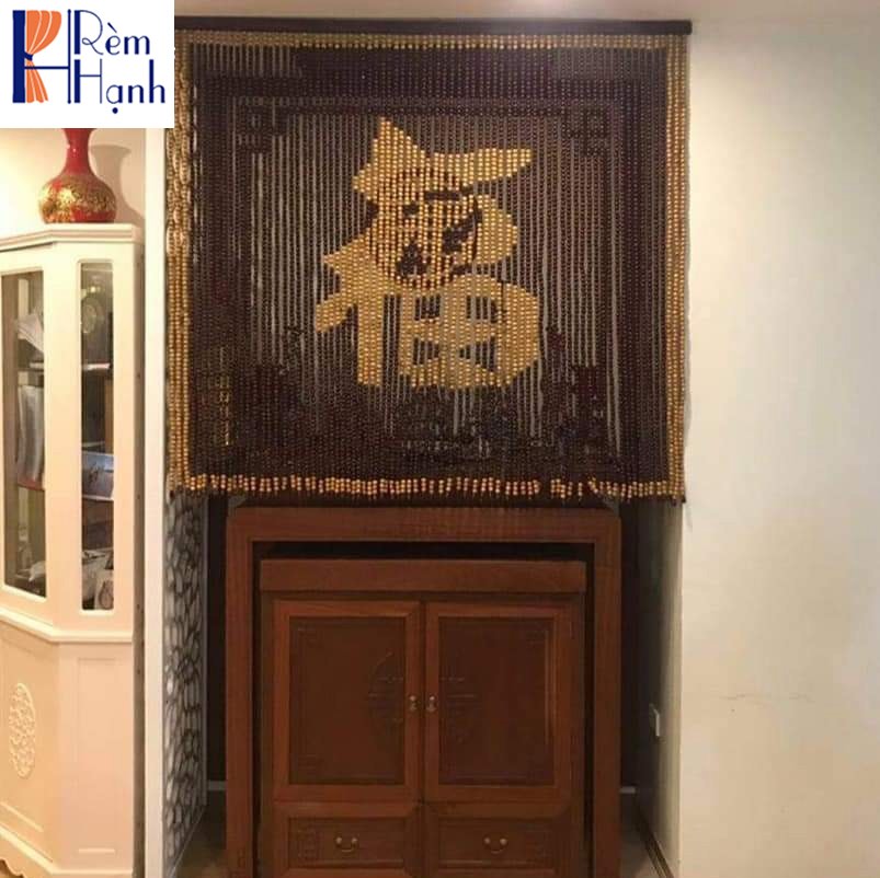 Rèm ngăn phòng thờ bằng hạt gỗ mã HGBM66