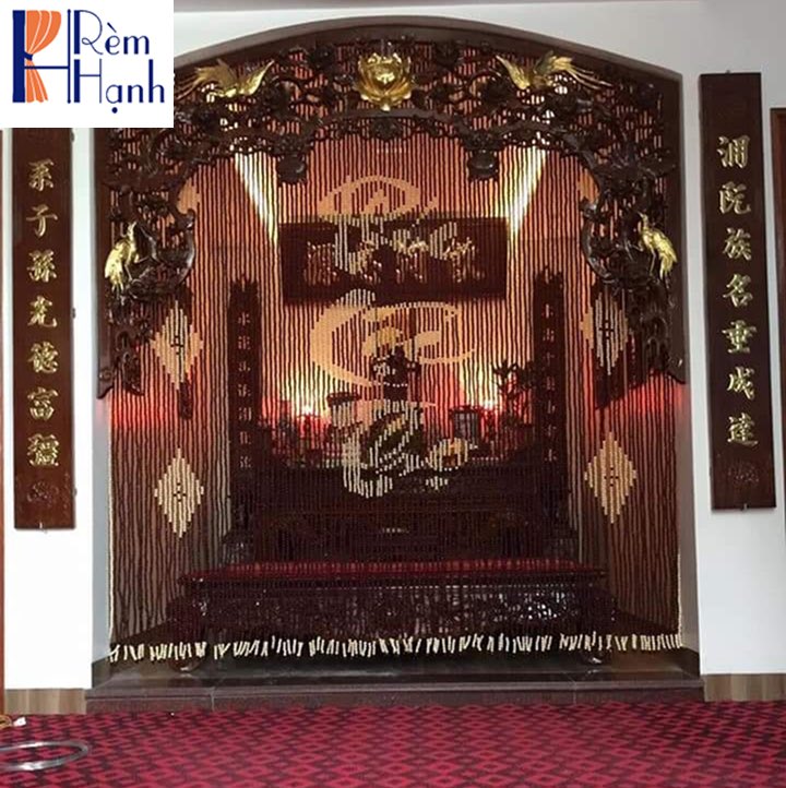 Rèm chắn bàn thờ bằng hạt gỗ đẹp giá rẻ mã HGBM65