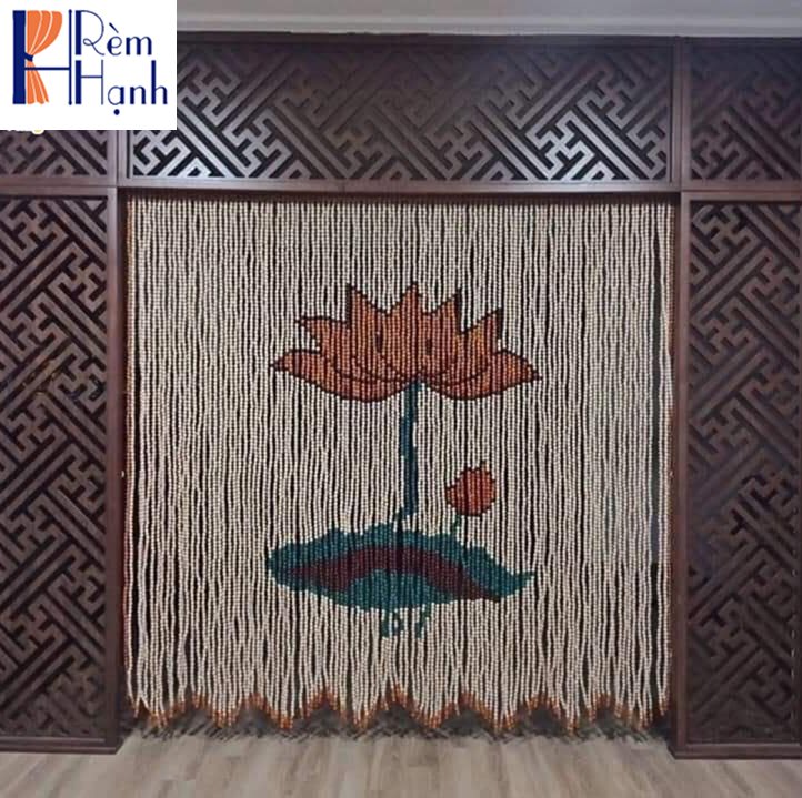 Rèm cửa phòng thờ đẹp bằng hạt gỗ mã HGBM64