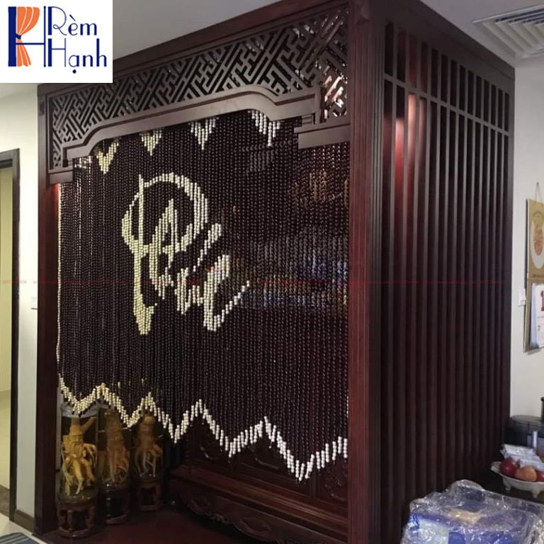 Rèm hạt gỗ che bàn thờ đẹp giá rẻ mã HGBM62