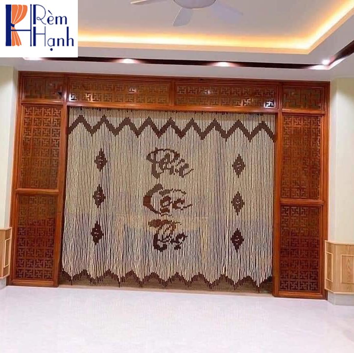 Rèm che phòng thờ bằng hạt gỗ mã HGBM60
