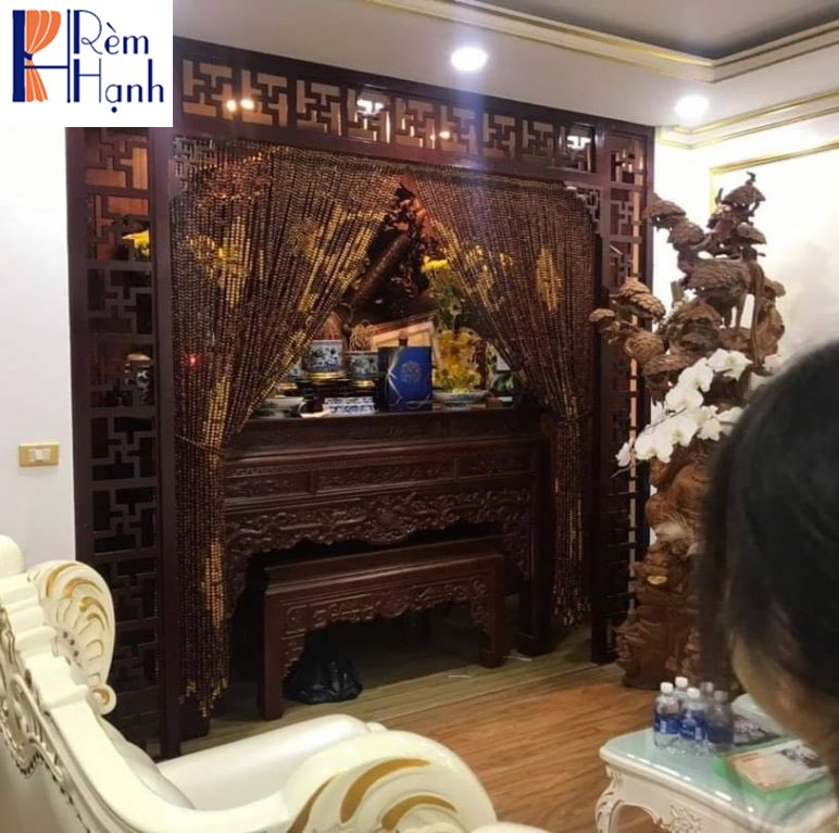 Rèm bàn thờ hạt gỗ đẹp giá rẻ mã HGBM59
