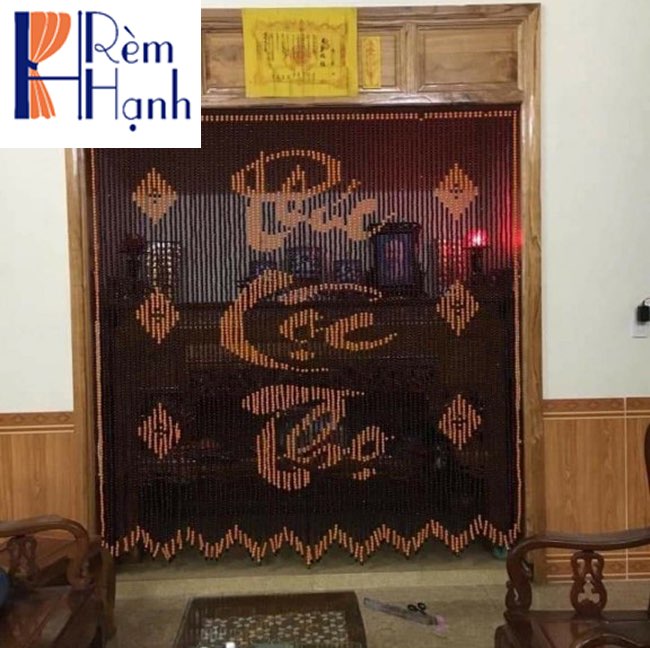 Rèm bàn thờ bằng hạt gỗ – Mẫu chữ Phúc Lộc Thọ mã HGBM47