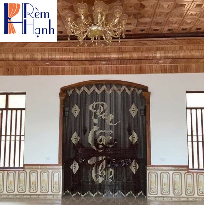 Mành che ban thờ bằng hạt gỗ đẹp mã HGBM46