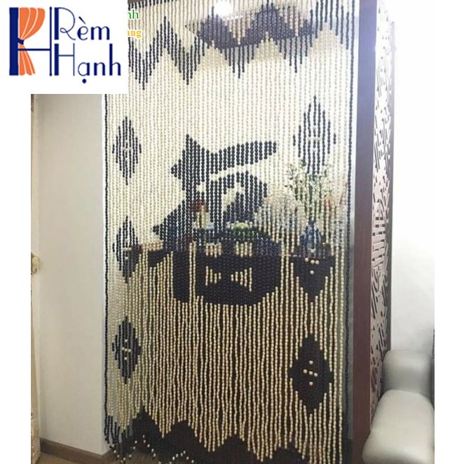 Rèm hạt gỗ phòng thờ – Mẫu chữ Phúc mã HGBM44