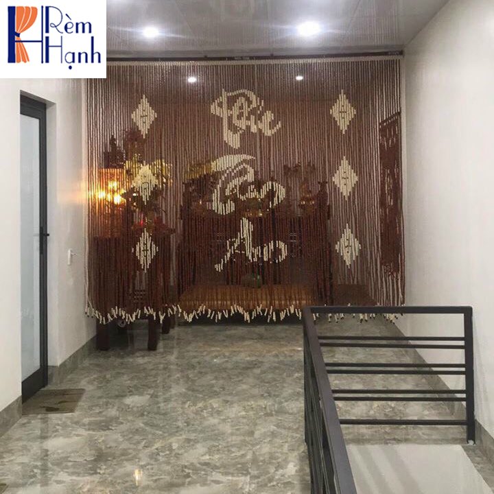 Rèm hạt gỗ che bàn thờ – mẫu chữ phúc tâm an