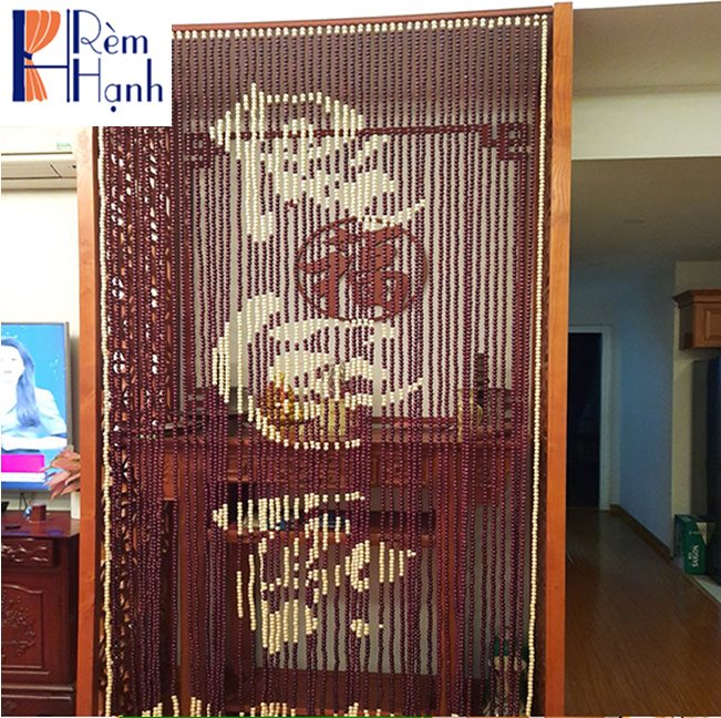 Rèm hạt gỗ hương – Mẫu chữ Phúc Lộc Thọ Gỗ