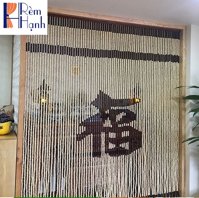 Rèm hạt gỗ che ban thờ – Mẫu chữ Phúc Hán Tự