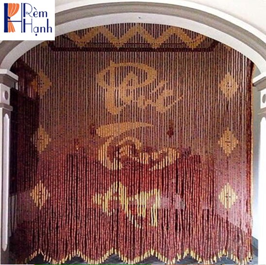 Rèm hạt gỗ che cửa phòng thờ – Mẫu phúc tâm an