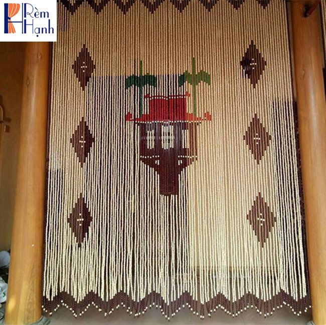 Rèm cửa bằng hạt gỗ đẹp – Mẫu chùa một cột