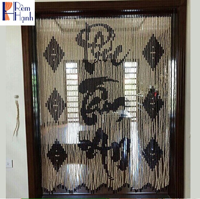 Rèm hạt gỗ – Mẫu chữ phúc tâm an