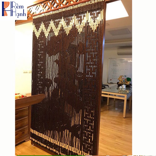 Mành Rèm hạt gỗ phong thủy – Mẫu trơn nền màu cánh gián