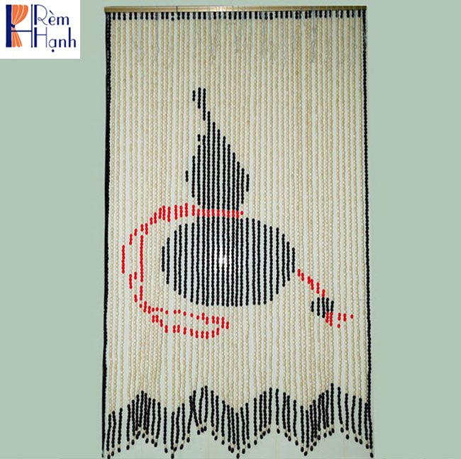 Rèm treo cửa hạt gỗ phong thủy – Mẫu hồ lô