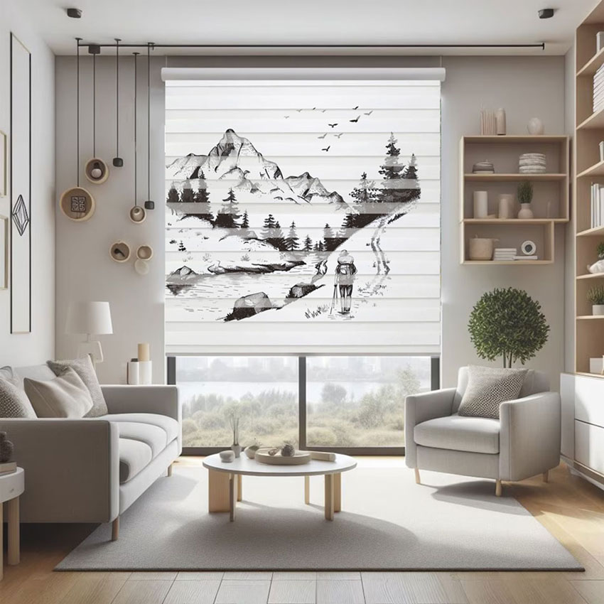 Rèm cầu vồng in tranh mã RCVI-063