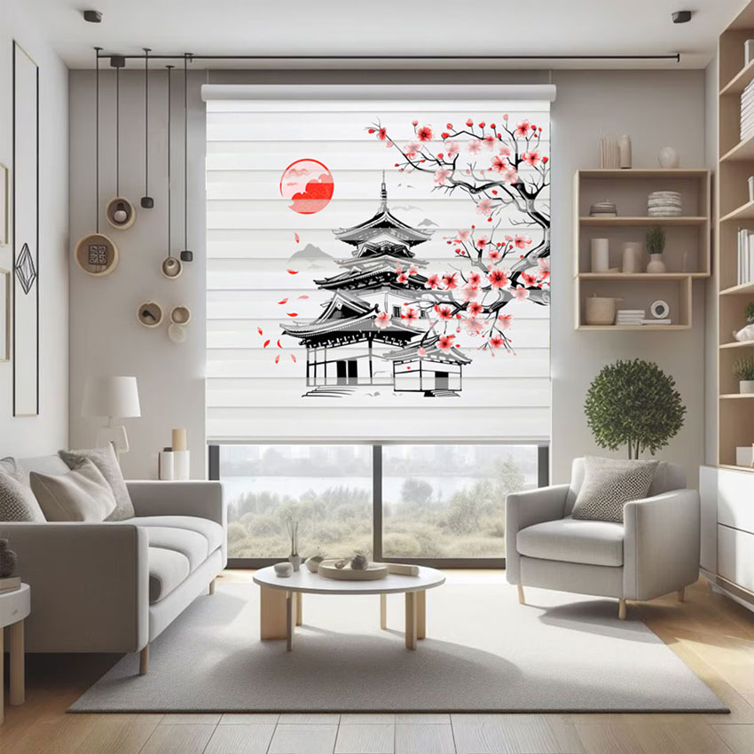 Rèm cầu vồng in tranh mã RCVI-062