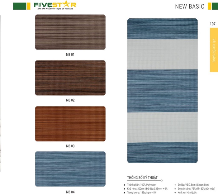 Rèm cửa cầu vồng giá rẻ hãng FIVESTAR – New Basic