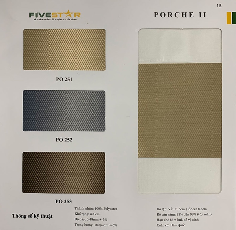 Rèm cầu vồng hãng FIVESTAR – Mã Porche II