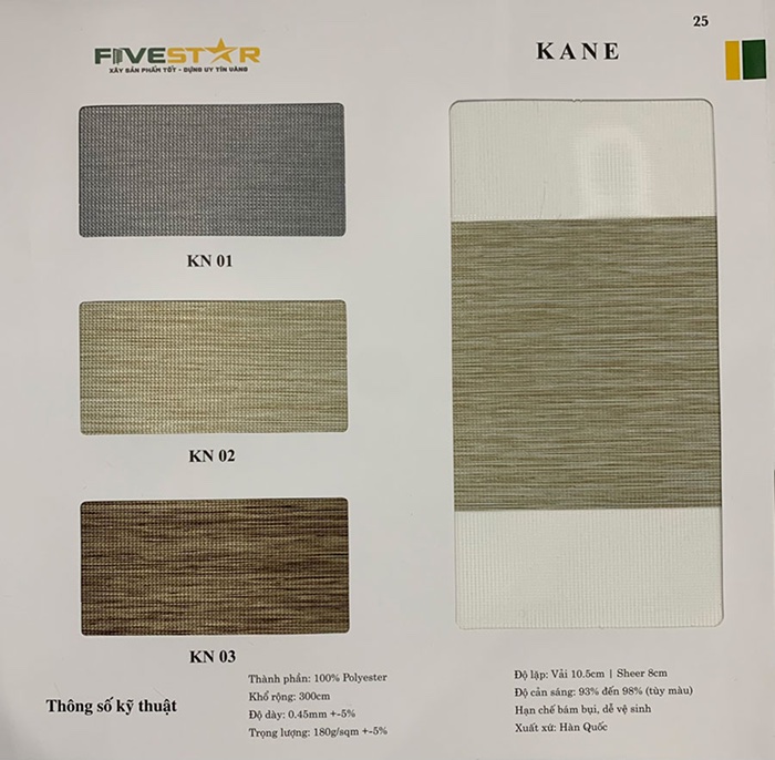 Rèm cầu vồng hãng FIVESTAR – Mã Kane