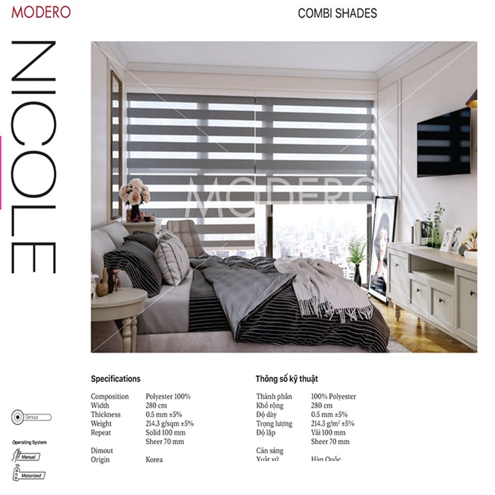 Rèm cuốn cầu vồng đẹp giá rẻ hãng Modero – Mã Nicole