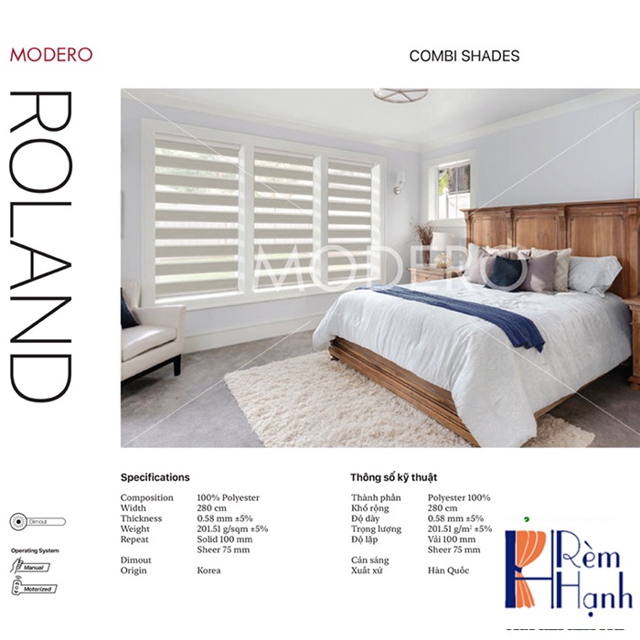 Rèm cầu vồng Hàn Quốc Modero – Mã Roland