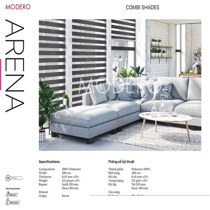 Rèm cầu vồng cản nắng hãng Modero – Mã Arena