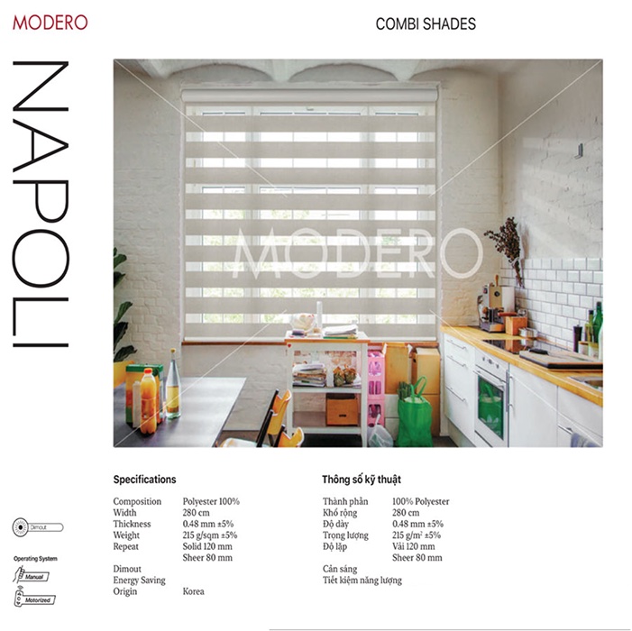 Rèm cửa Hàn Quốc cầu vồng hãng Modero – Mã NAPOLI