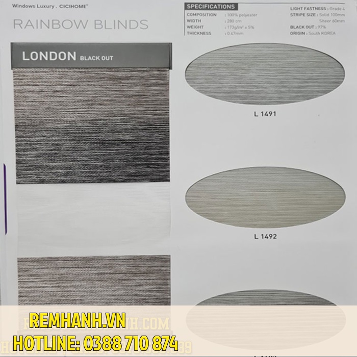 Rèm cầu vồng Ecohome – Mã London