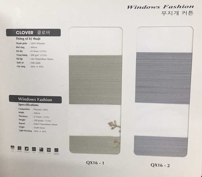 Rèm cầu vồng hãng Fineplus (HC Blinds) mã QX