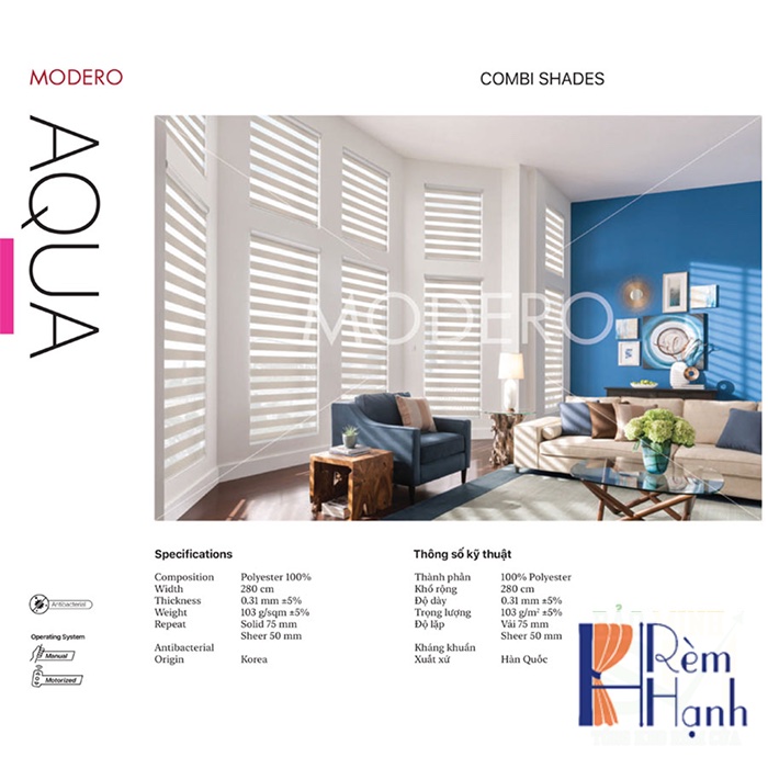 Rèm cầu vồng hãng Modero Đẹp – Mã Aqua