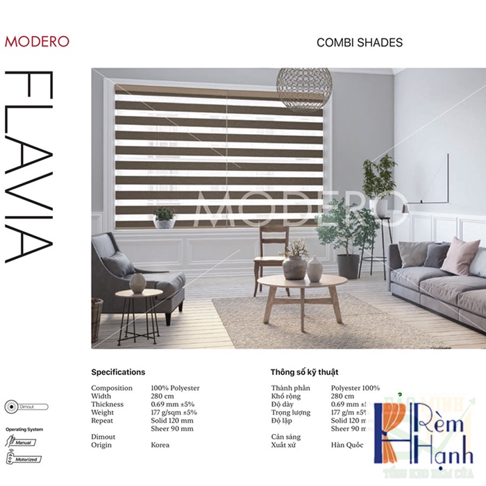 Rèm cầu vồng Hàn Quốc Cản Sáng hãng Modero – Mã Flavia
