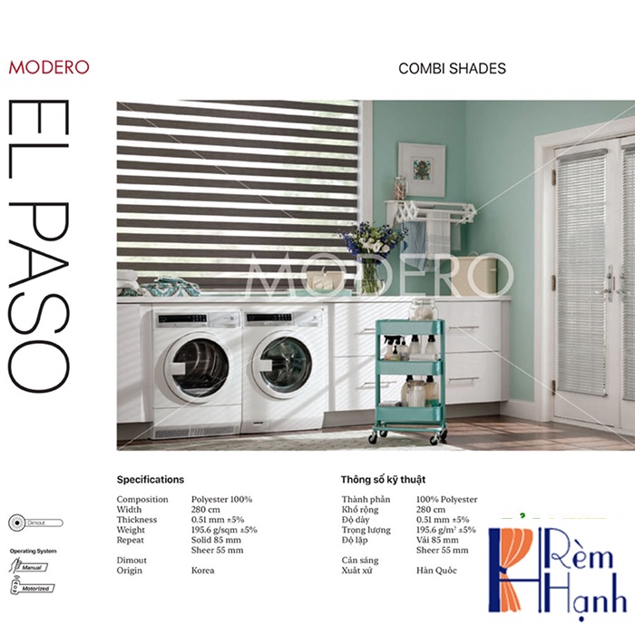 Rèm cuốn Hàn Quốc hãng Modero – Mã El Paso